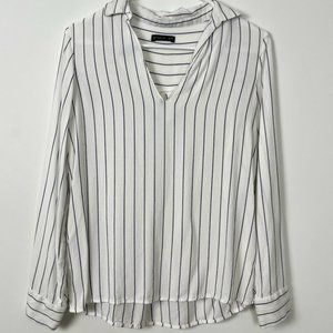 Cotton On White and Blue Stripe V-Neck Blouse Womens Size XS
